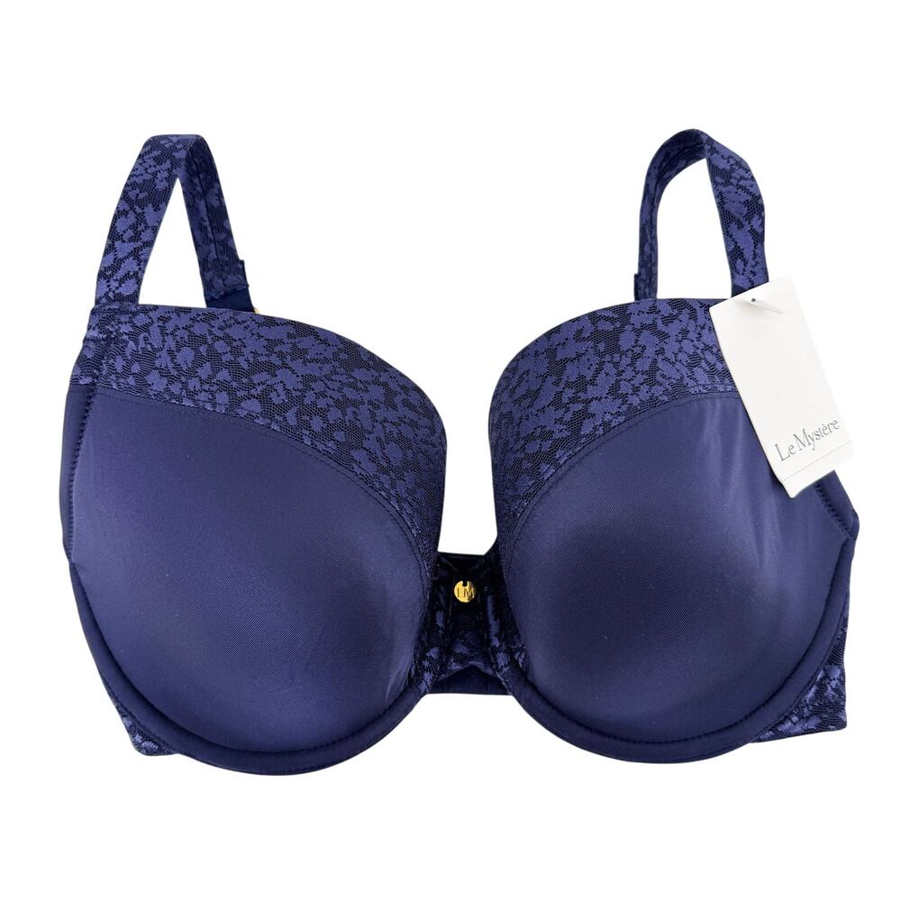 Le Mystere Safari Plunge T Shirt Bra Size 32G Navy Blue Lined Underwire